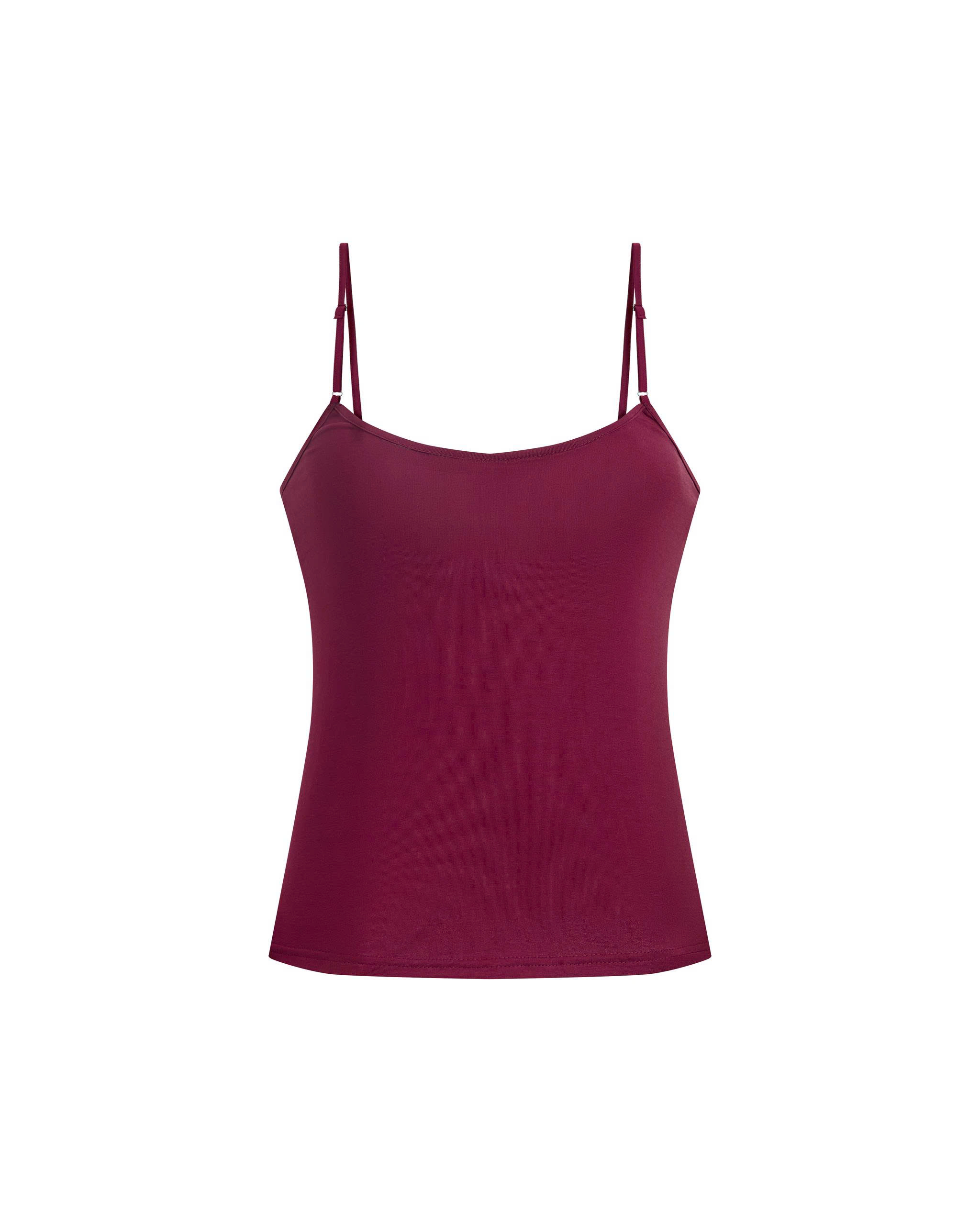 Áo trong hai dây cotton 4 chiều bigsize V-AK117 thân trước màu đỏ mận