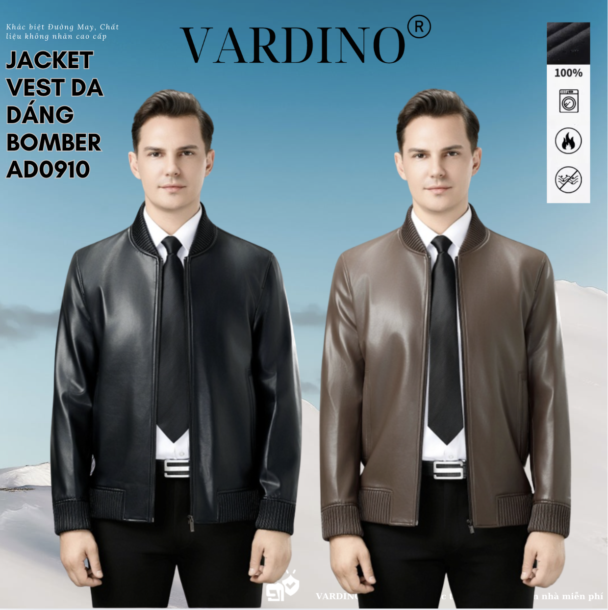 Áo da nam bomber Vardino AD09-AD10 - chọn kích cỡ phù hợp