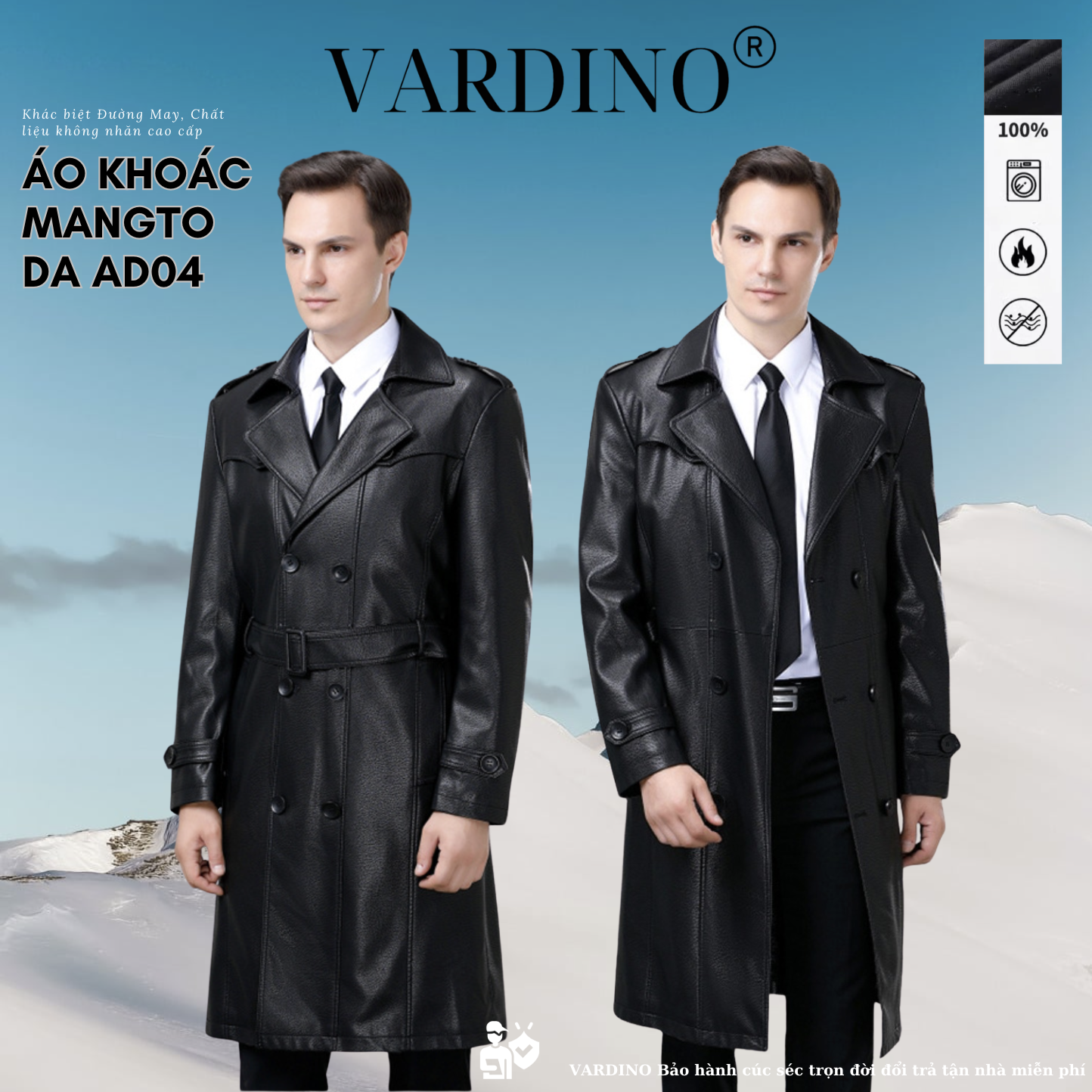 Áo khoác măng tô da nam Vardino AD04 - chọn phong cách