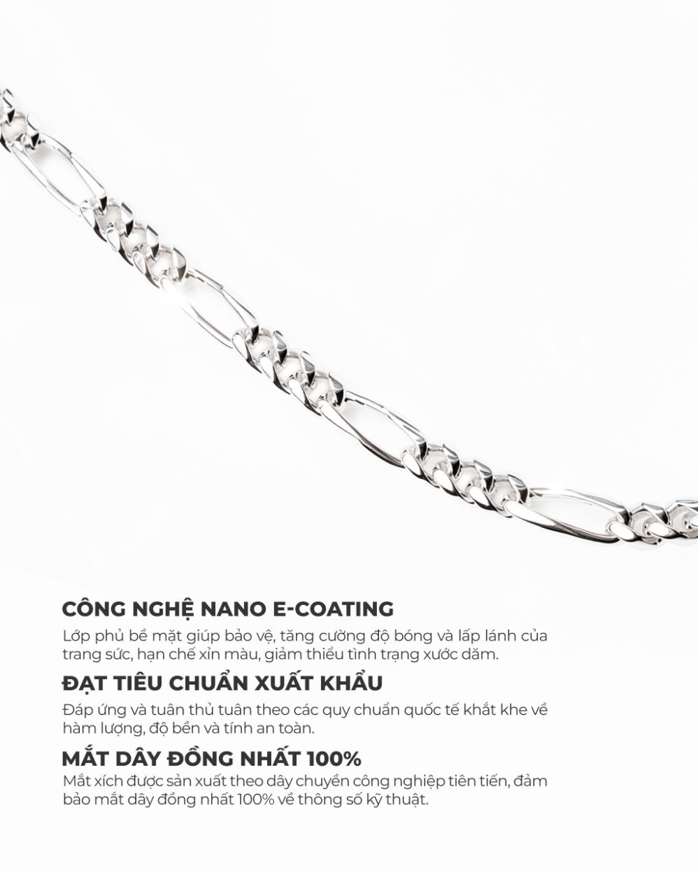 Dây Chuyền Sincera Basic Figaro Chain | Bạc s925 3