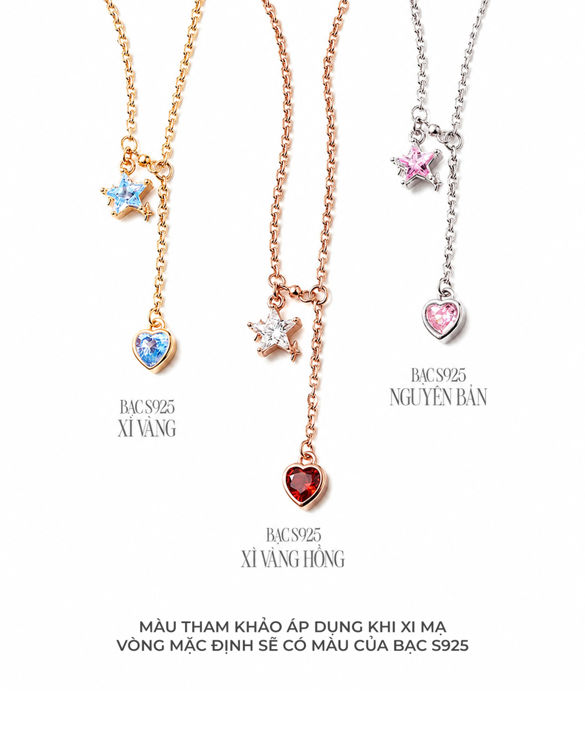 Dây Chuyền Sincera Star Heart Đá CZ | Bạc s925