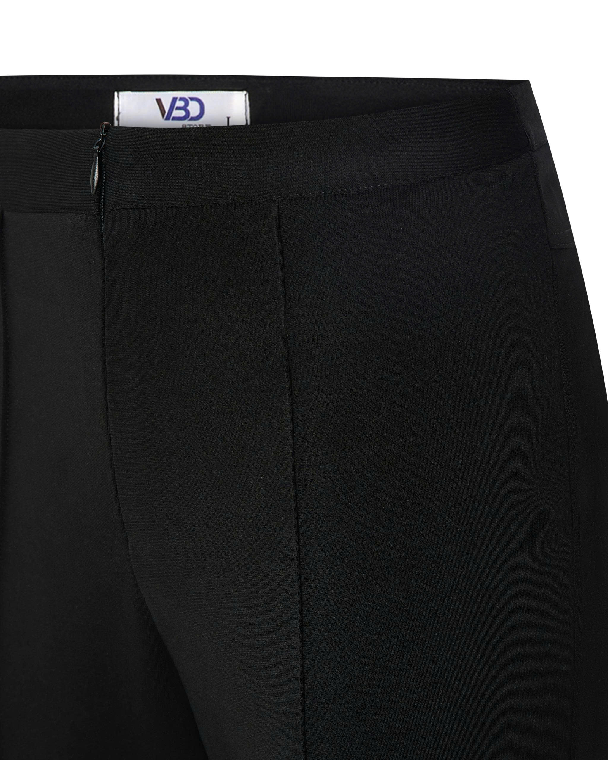 Cận đường viền lé phía trước quần ống loe bigsize màu đen V-QD035