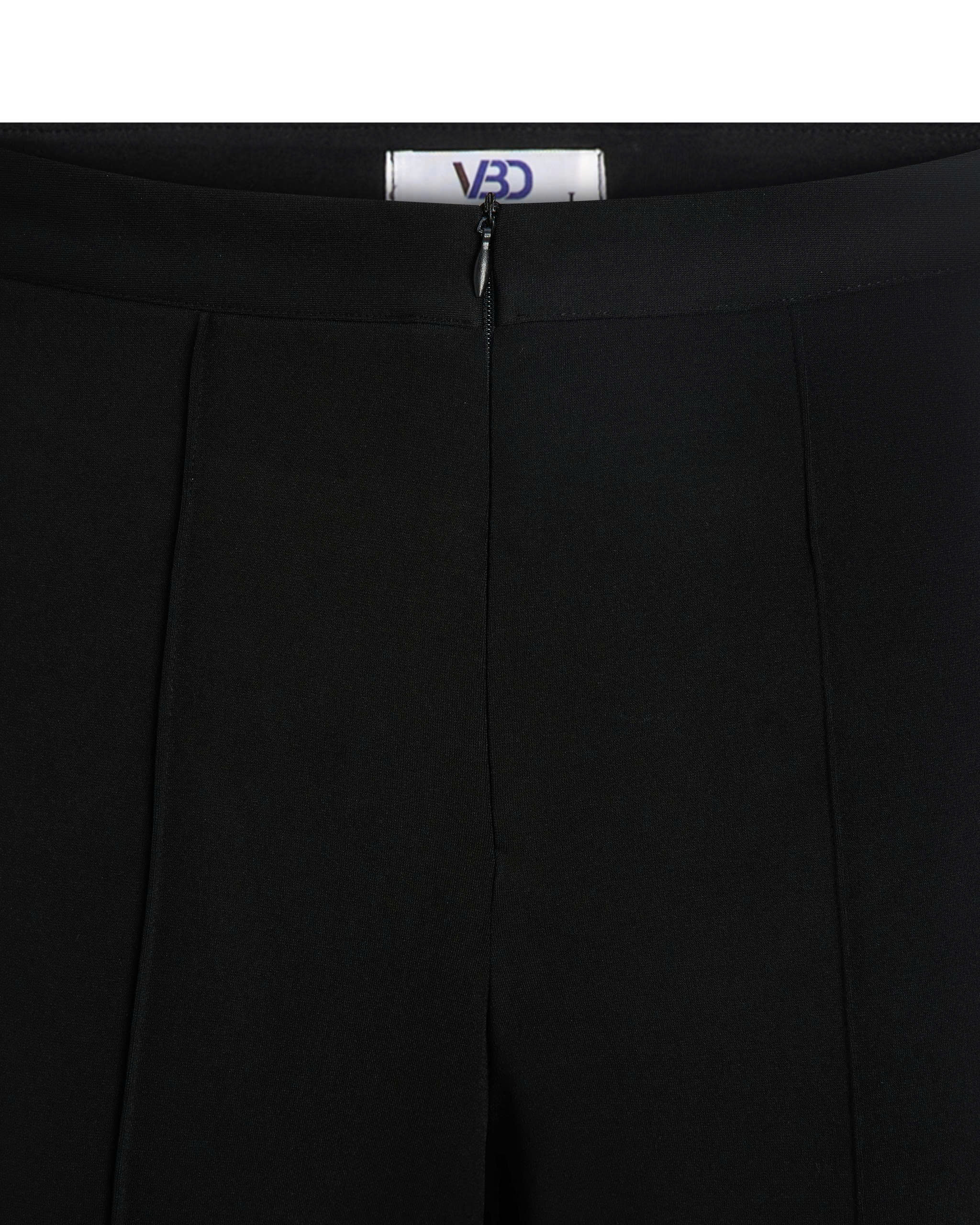 Cận chi tiết khóa kéo thân trước quần ống loe bigsize V-QD035