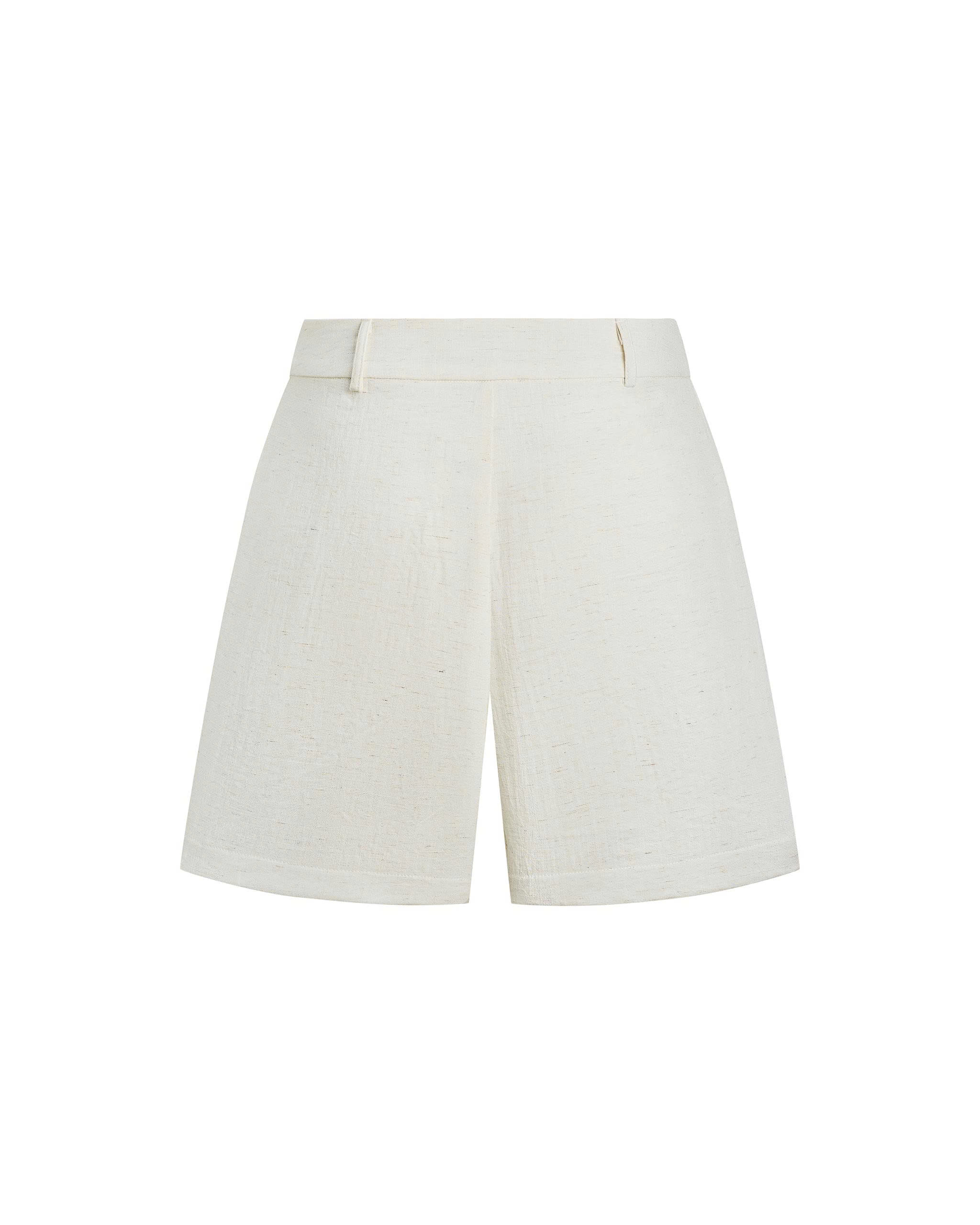 Quần short bigsize V-QS013 thân sau màu kem form lửng ống rộng