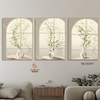 Bộ 3 Tranh Treo Tường Hoa Lá Thiên Nhiên Cây Cảnh Trang Trí Phòng khách, Ngủ,Spa, Đại Sảnh, Khách Sạn - Huyền My Decor