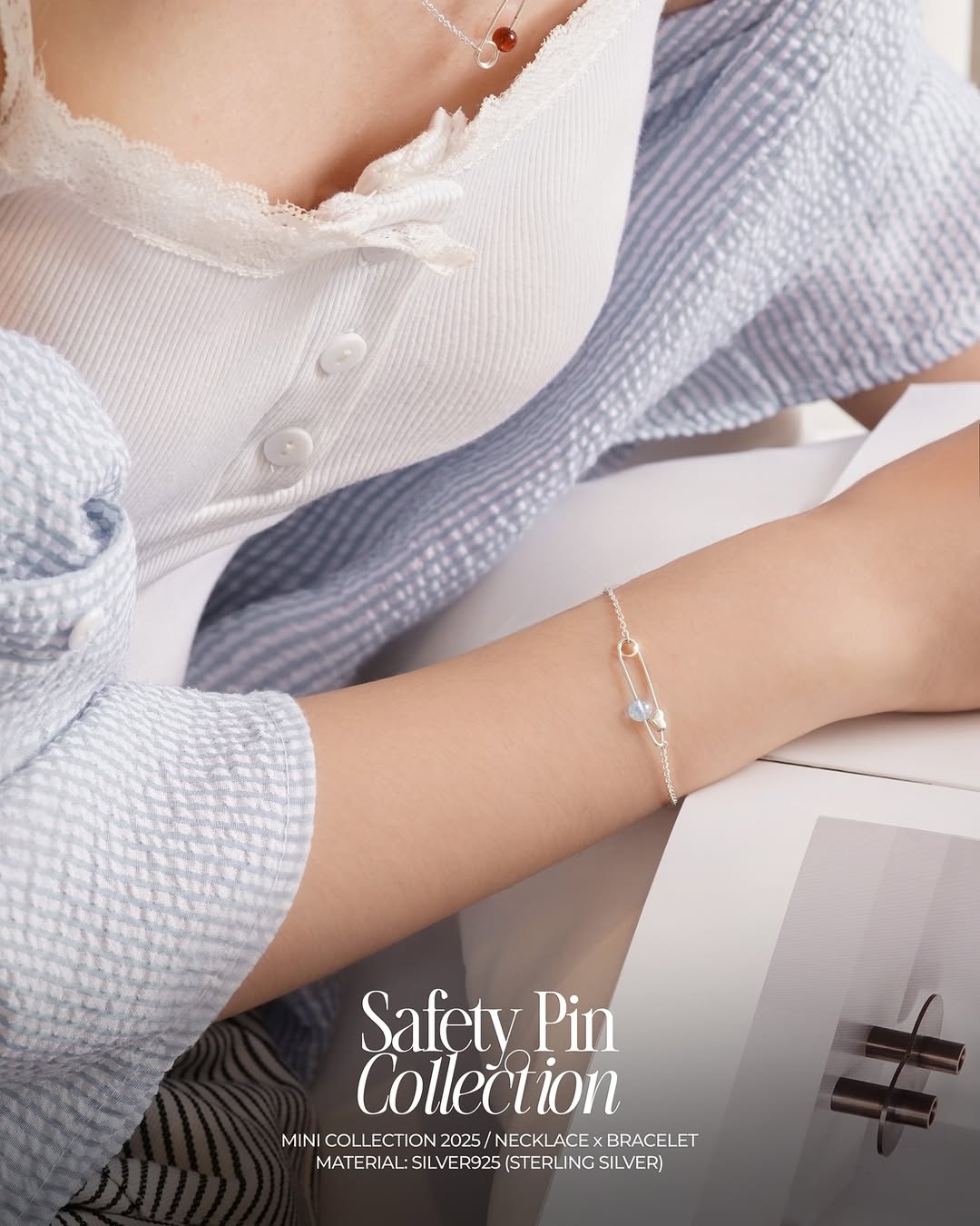 Vòng Tay SINCERA Safety Pin | Bạc s925 Mix Đá 4