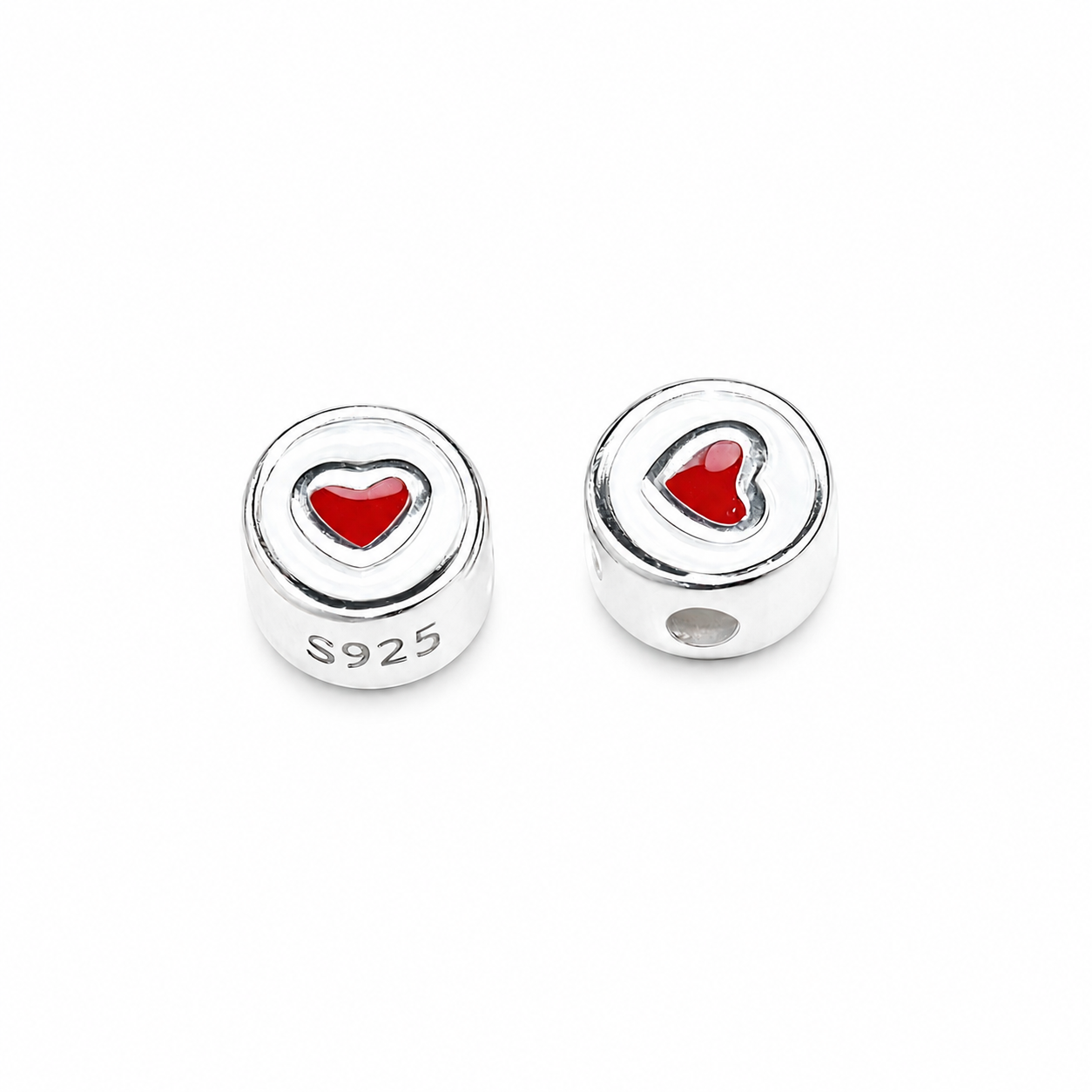 Charm Tròn Tim Sincera Xỏ Ngang - Bạc s925