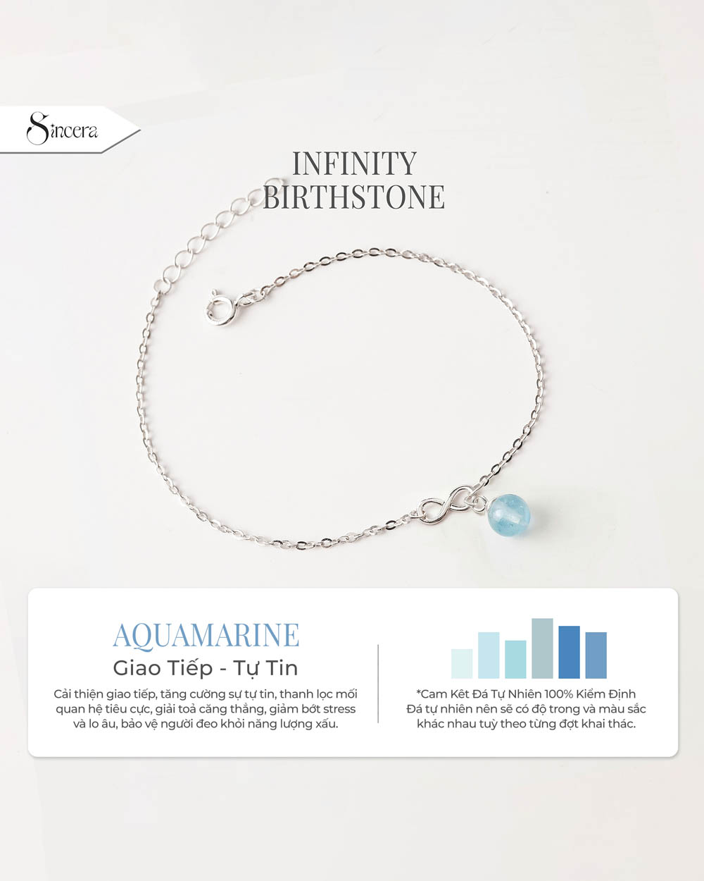 Vòng Tay Sincera Infinity Birthstone | Bạc s925 Mix Đá 4
