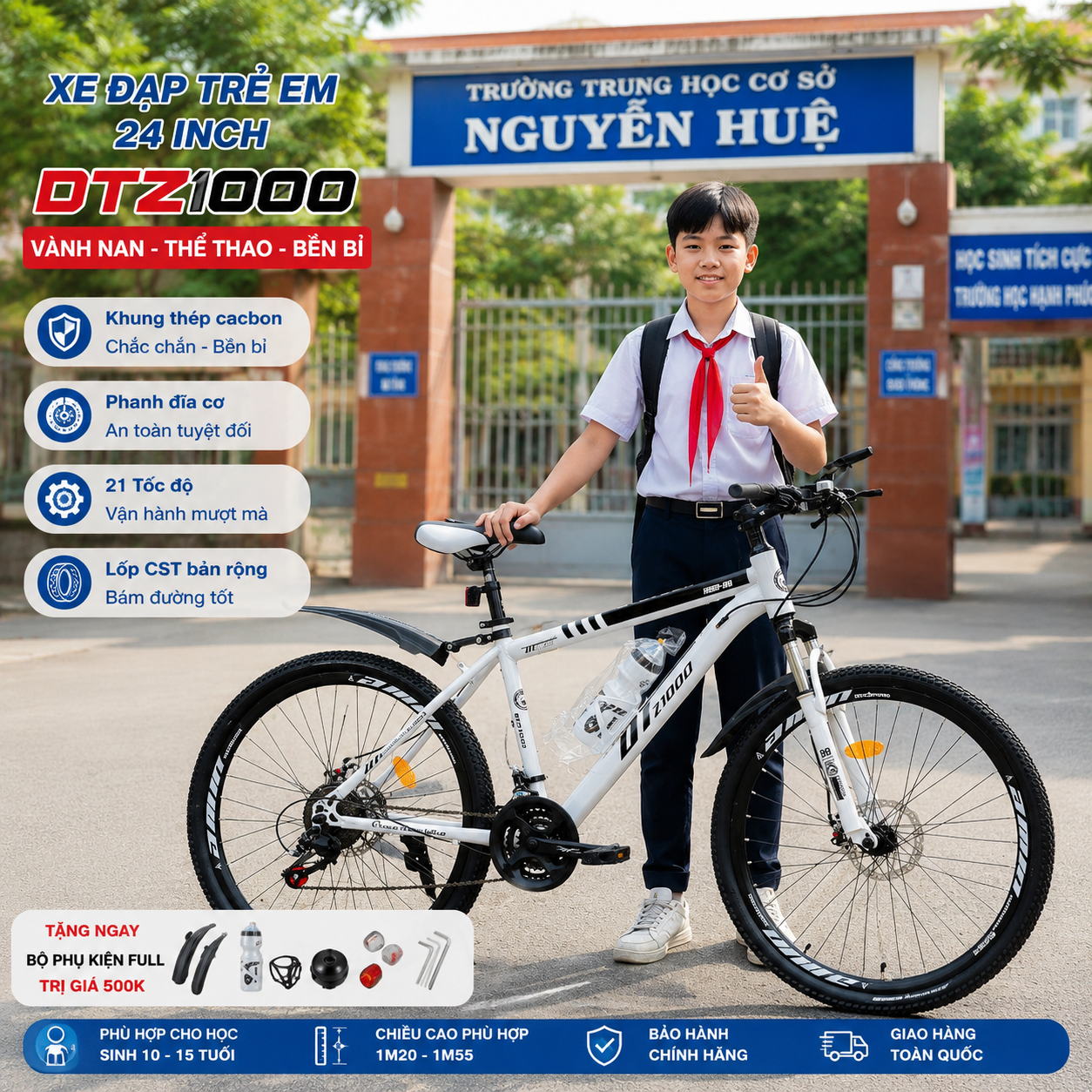 Xe đạp trẻ em dtz1000 vành nan 24 inch