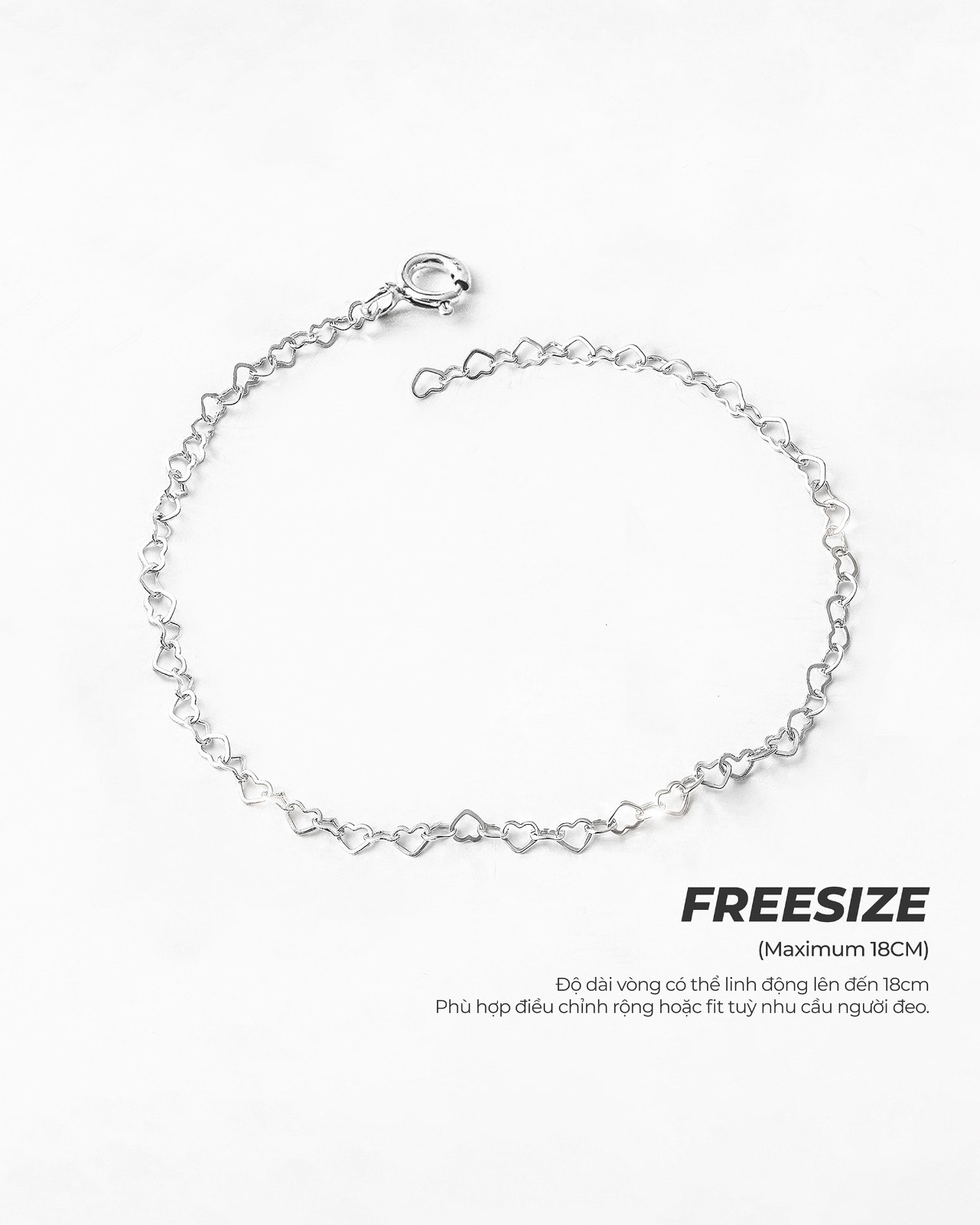 Vòng Tay Sincera Basic Heart link - Bạc s925 3