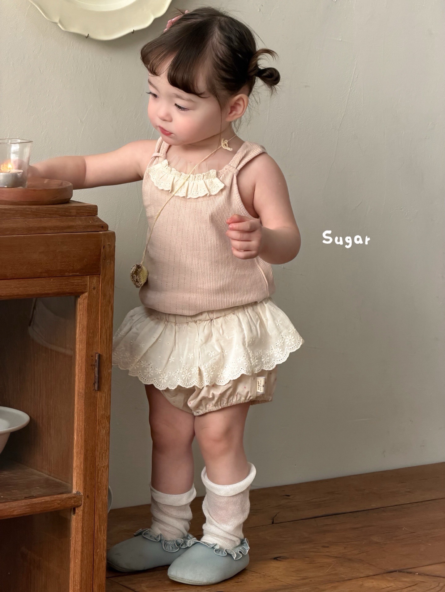 áo ba lỗ cổ viền ren hồng sugar