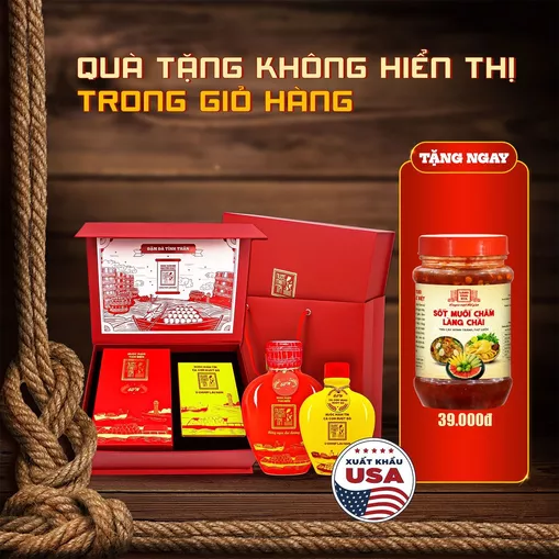 Product image - [Hộp Quà Đậm Đà Tình Thân] 01 Nước Mắm Tĩn Hiệu Tôm Biển 60N/500ml + 01 Nước Mắm Cá Cơm Ruột Đỏ 60N/250ml