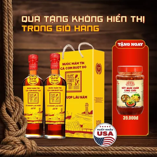 Product image - Cặp 2 Chai Thủy Tinh Nước Mắm Tĩn Cá Cơm Ruột Đỏ 60N/500ML