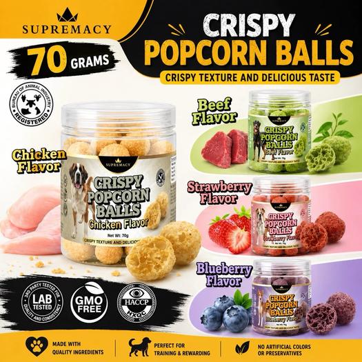 Product image - Crispy Popcorn Balls for Dogs - Blueberry Flavor