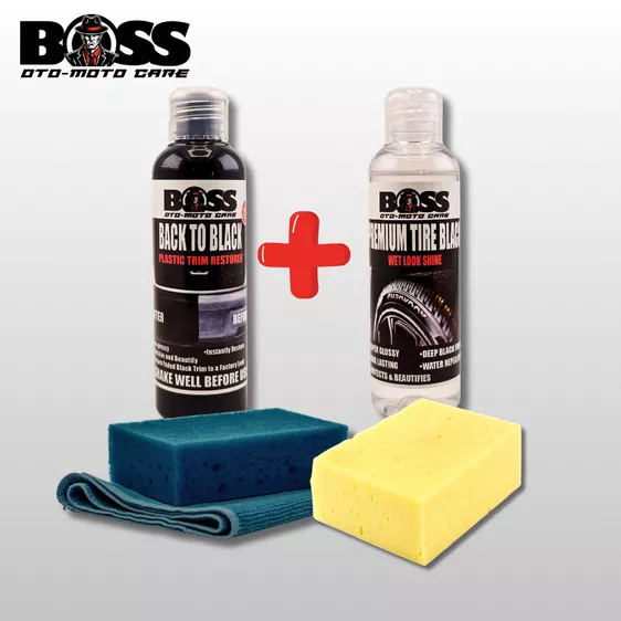 Product image - Boss Back to Black Plastic Trim Restorer and Boss Premium Tire Black