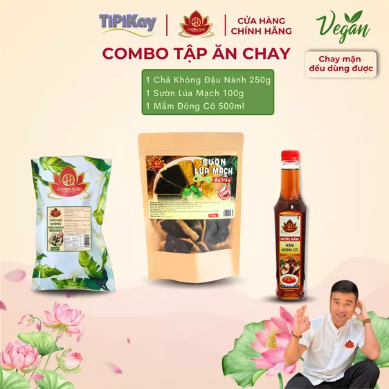 Product image - [Combo 3 Món] 1 Sườn Lúa Mạch Chay 100g + 1 Chả Không Đậu Nành 250g + 1 Nước Mắm Đông Cô 500ml