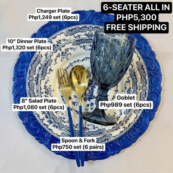 Product image - 6-seater Blue Floral Dinnerware Set - Design I