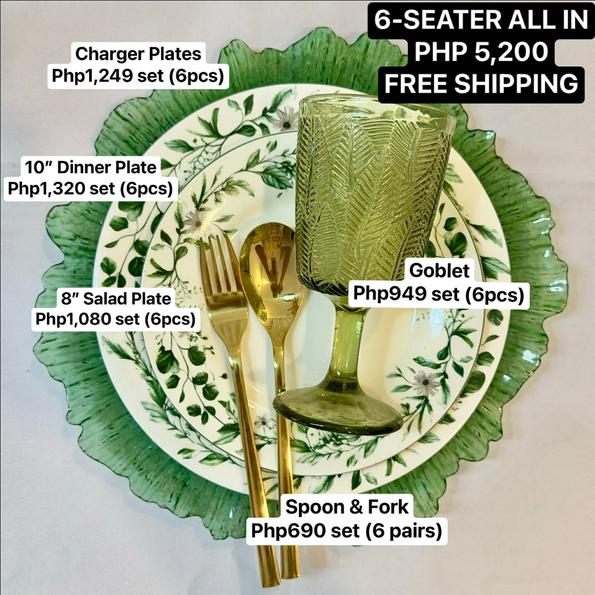 Product image - 6-seater Floral Green Dinnerware Set - Design J