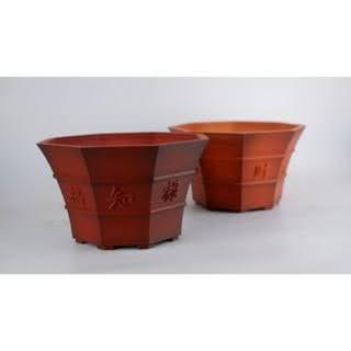 Product image - Octagon Burnt Orange Japanese Pots 16x16x14cm
