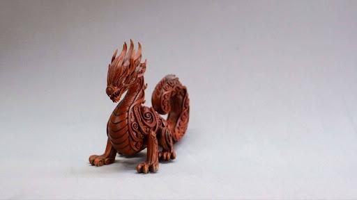 Product image - Japanese Dragon Sculpture golden Orange