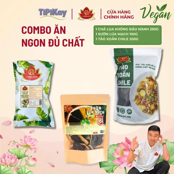 Product image - [Combo 3 Món] 1 Tảo Xoắn Chile 200g + 1 Chả Không Đậu Nành 250g + 1 Sườn Lúa Mạch Chay 100g