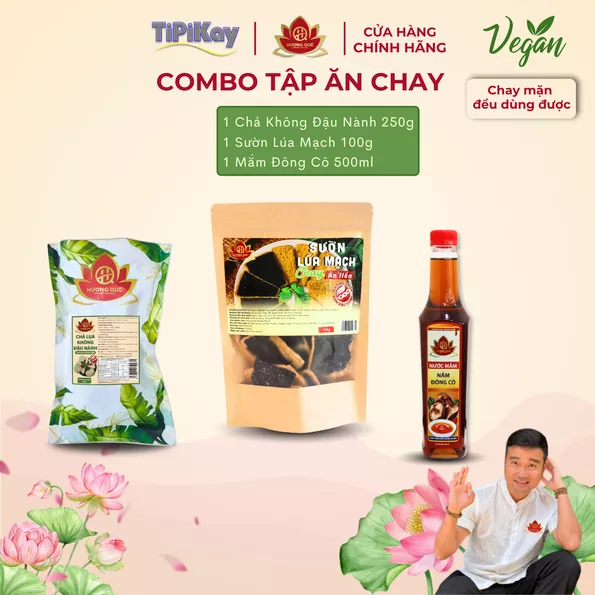 Product image - [Combo 3 Món] 1 Sườn Lúa Mạch Chay 100g + 1 Chả Không Đậu Nành 250g + 1 Nước Mắm Đông Cô 500ml
