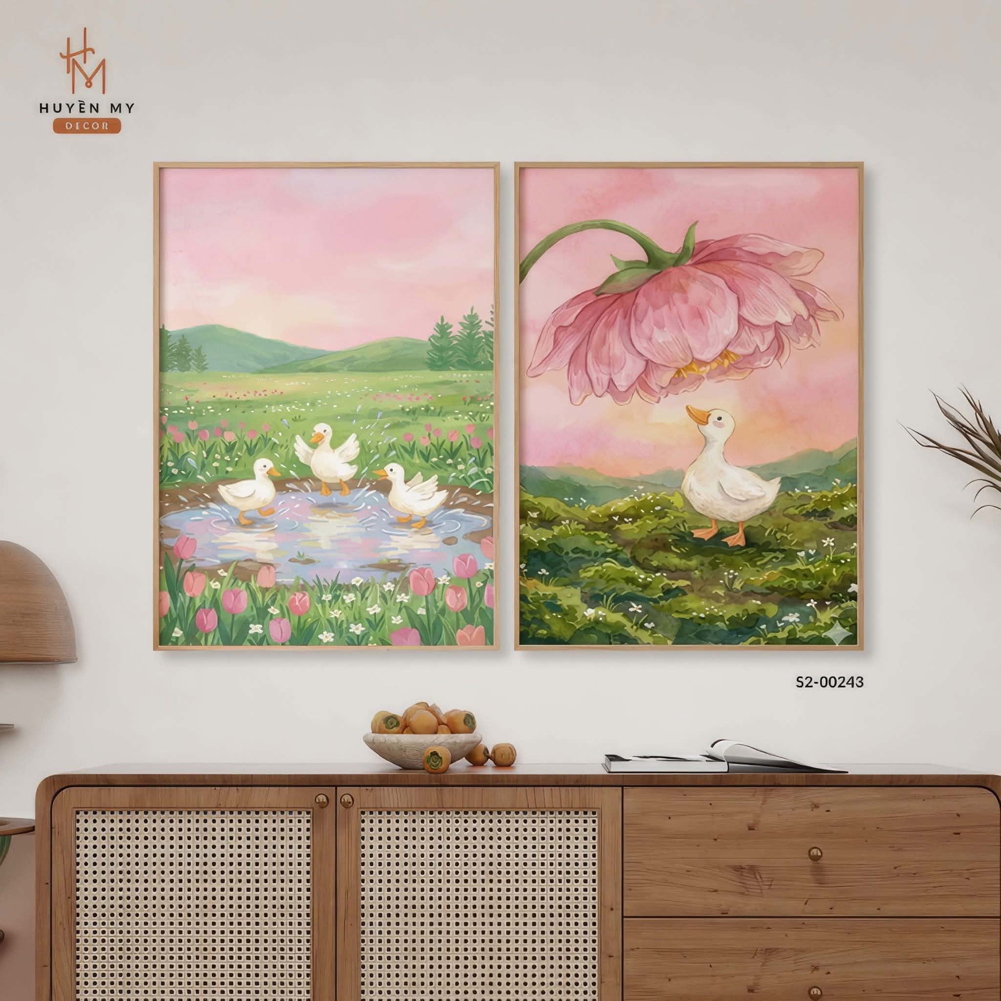 tranh 2 tấm tráng gương
