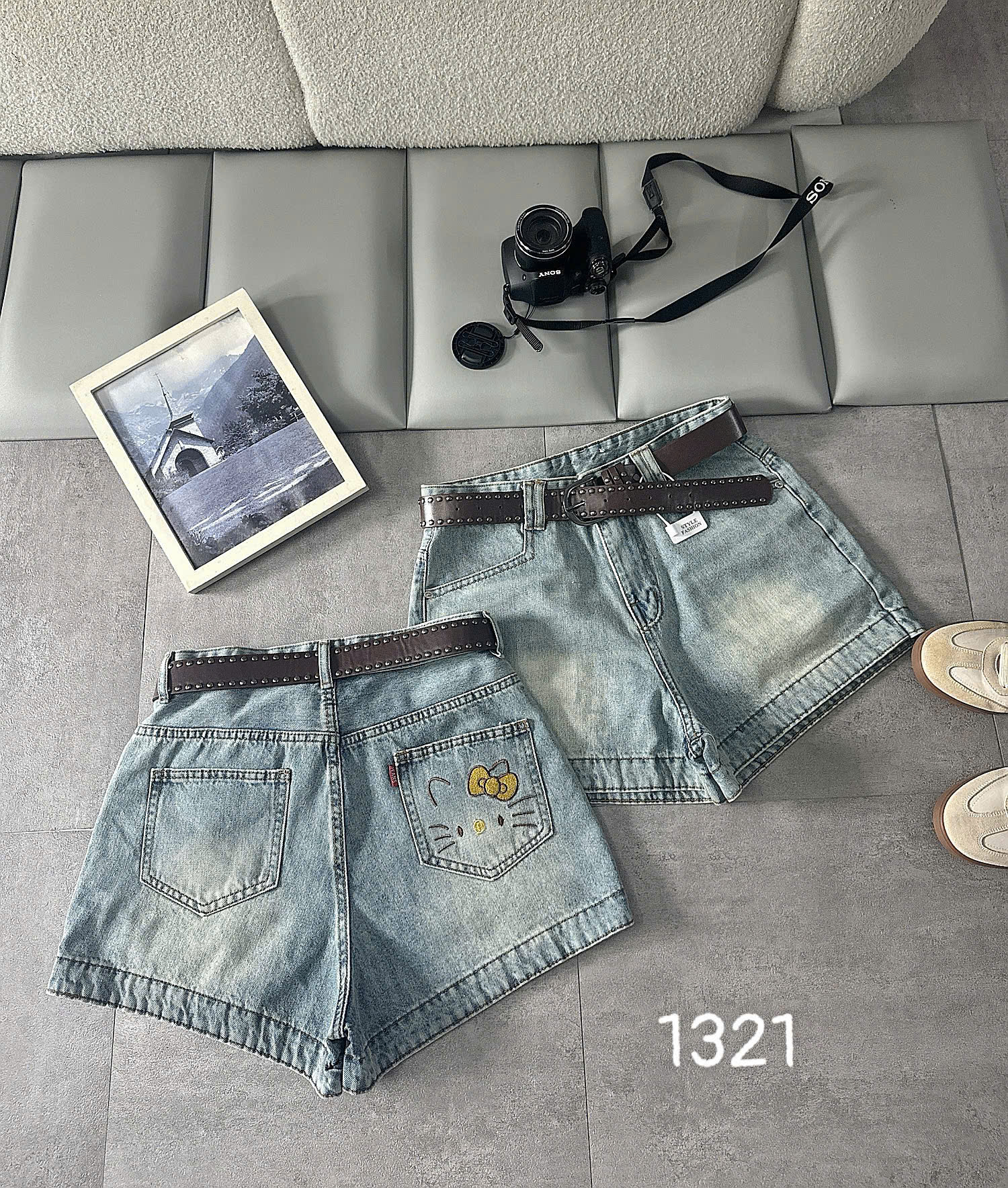 Mặt sau quần short jean bigsize T-QSJ1321 màu xanh nhạt và xanh đậm
