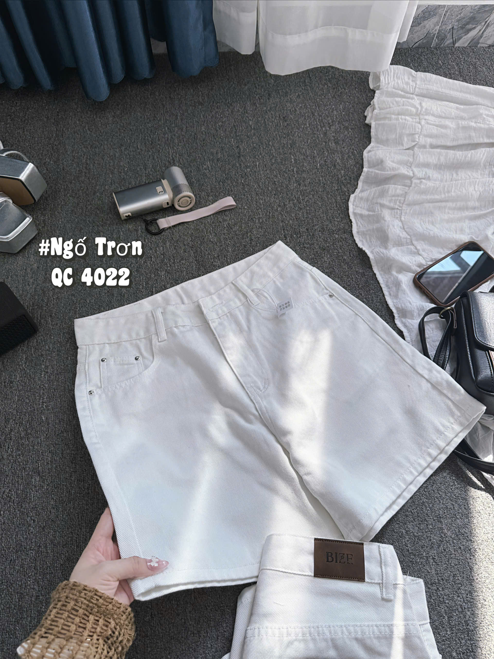 Cận chất jean trắng và dáng quần ngố trơn bigsize T-QSJ4022