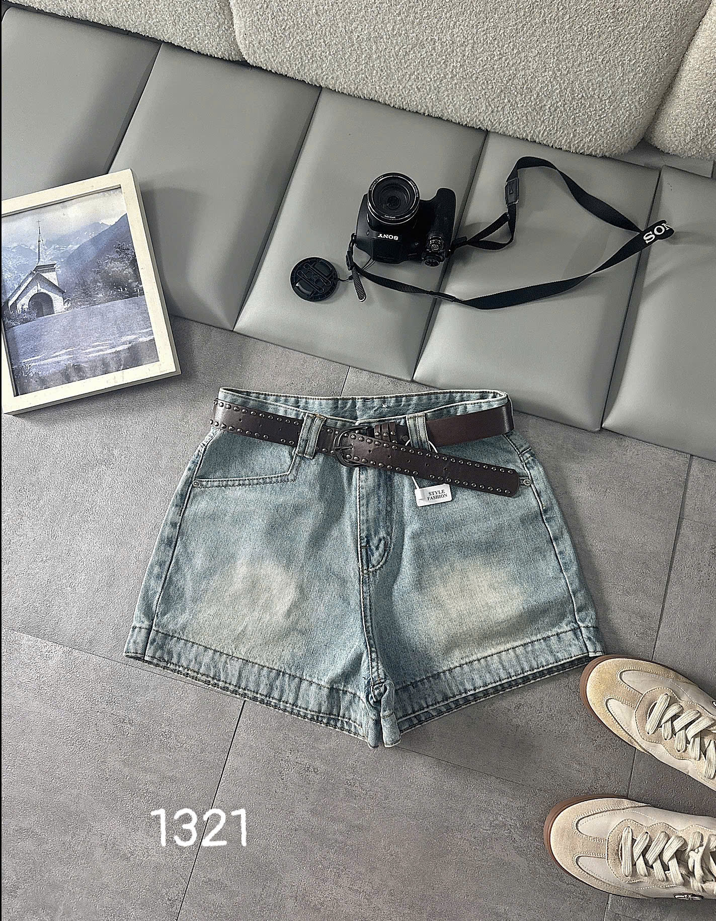 Ảnh cận mặt trước quần short jean bigsize T-QSJ1321 màu xanh jean nhạt