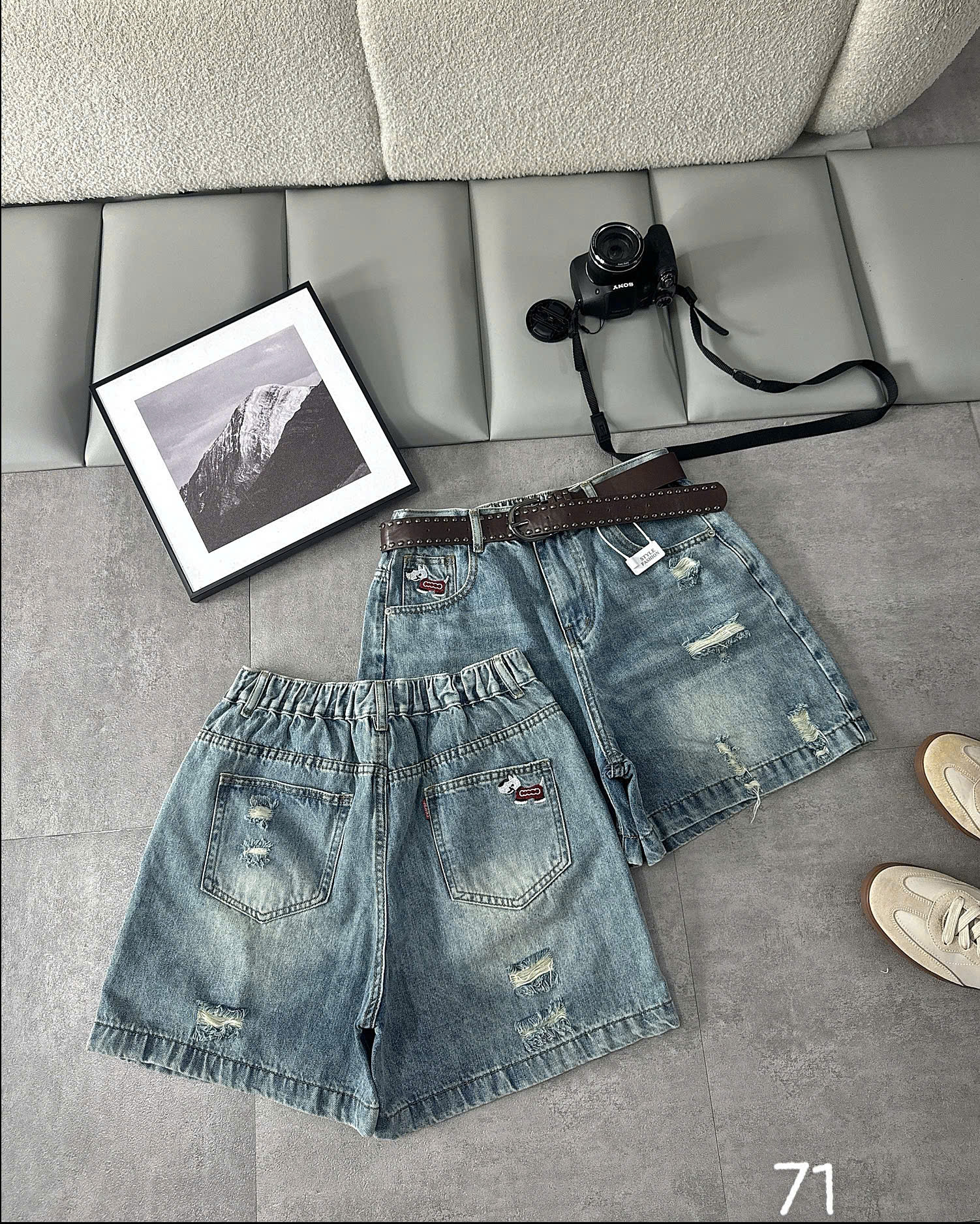 Quần short jean lưng thun bigsize T-QSJ71 ảnh chi tiết thân quần