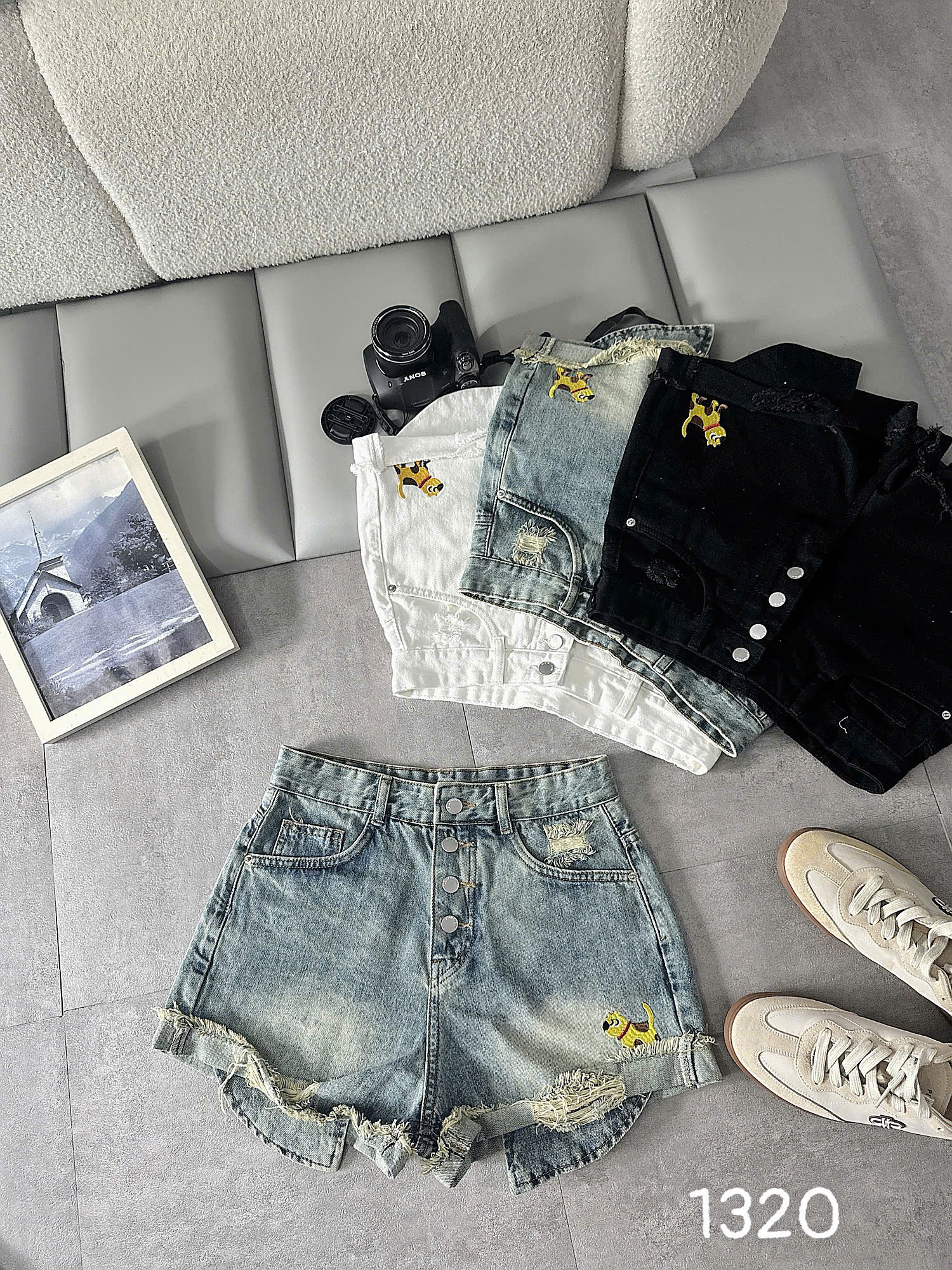 Quần short jean bigsize T-QSJ1320 màu xanh jean cạp cao 4 nút