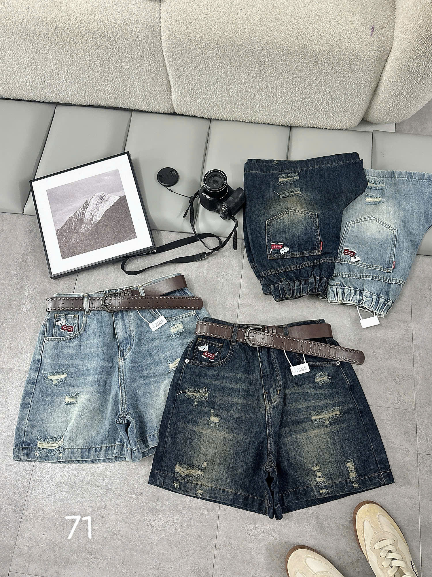 Ảnh mặc thật quần short jean lửng bigsize T-QSJ71 kiểm tra form dáng