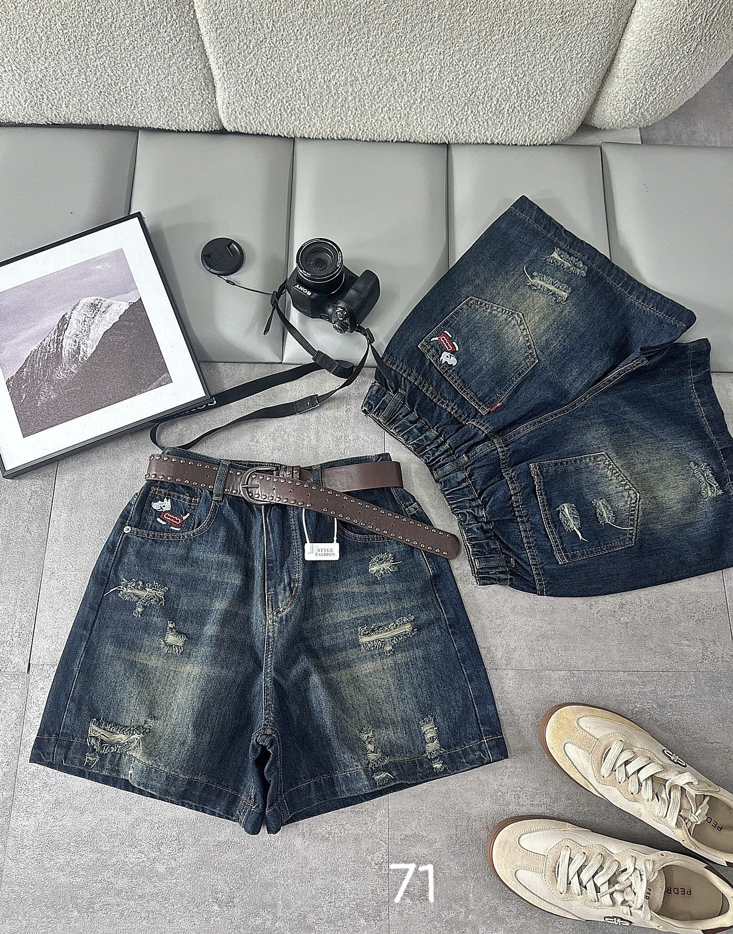 Quần short jean lửng thêu bigsize T-QSJ71 ảnh kiểm tra form và chi tiết