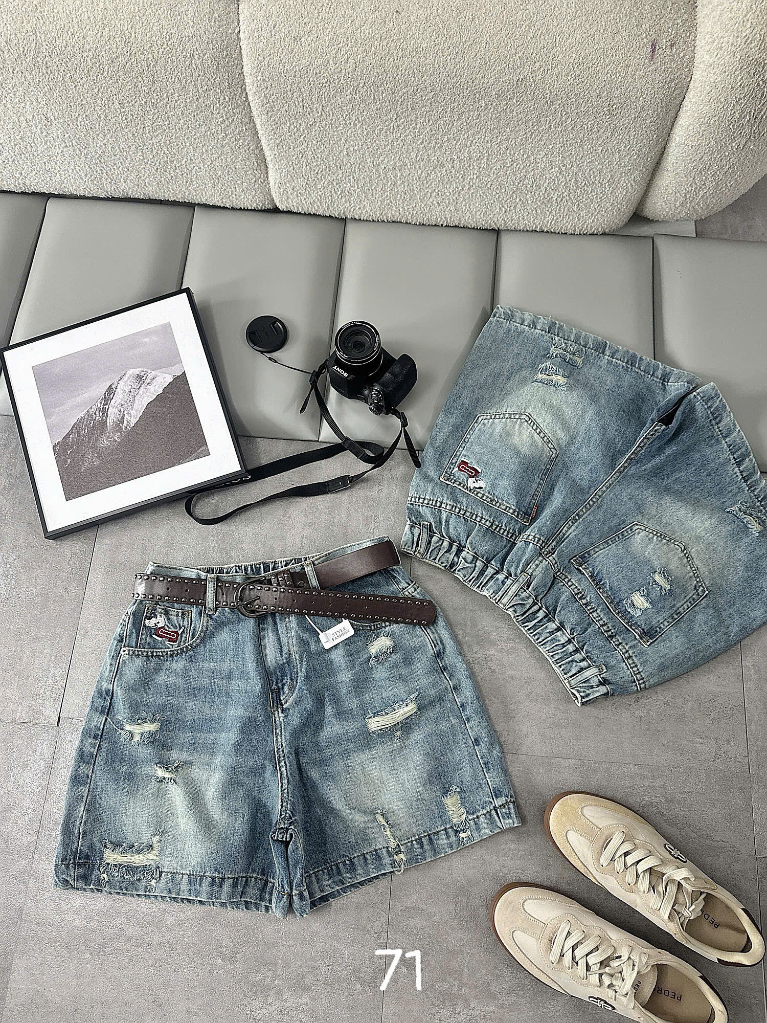 Quần short jean bigsize T-QSJ71 ảnh mặc thật kiểm tra chi tiết phối đồ