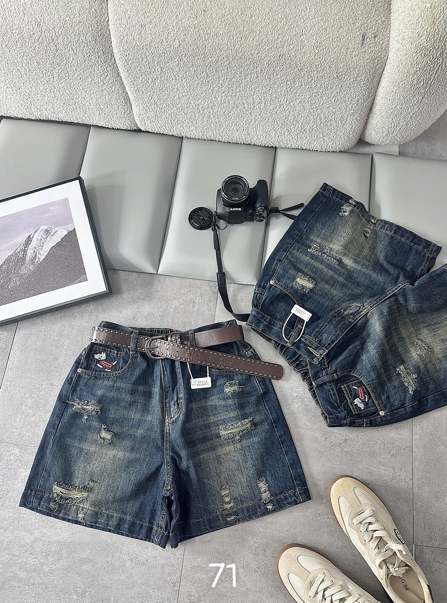 Ảnh mặc thật quần short jean lưng thun bigsize T-QSJ71