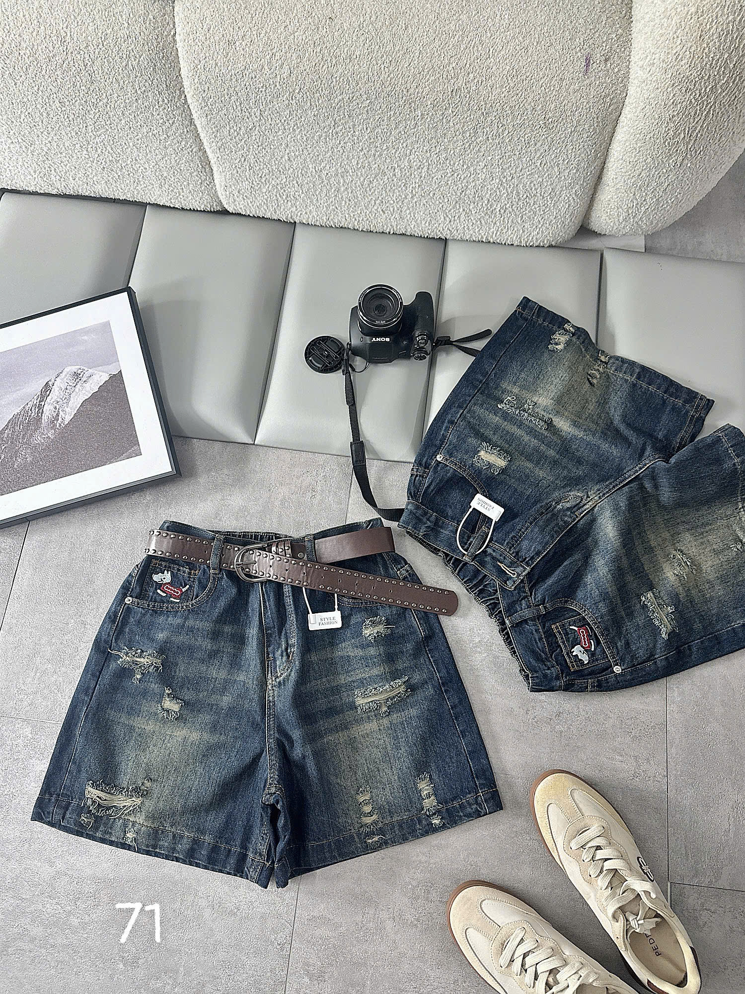 Ảnh chi tiết quần short jean lửng rách 2 mặt bigsize T-QSJ71