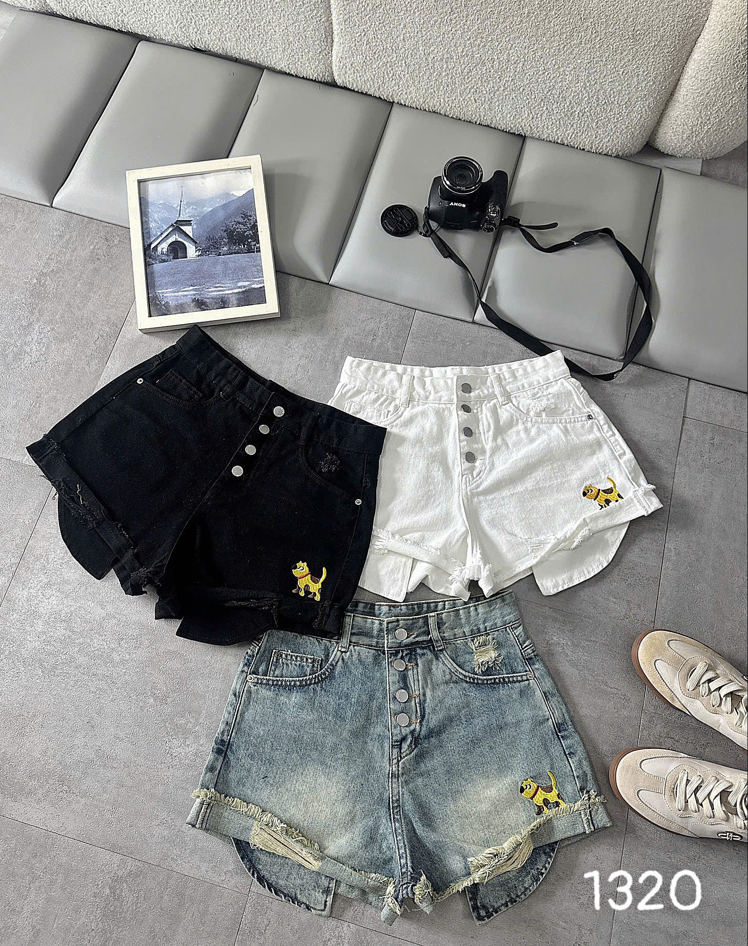 Quần short jean túi lồi bigsize T-QSJ1320 ba màu đen trắng xanh jean