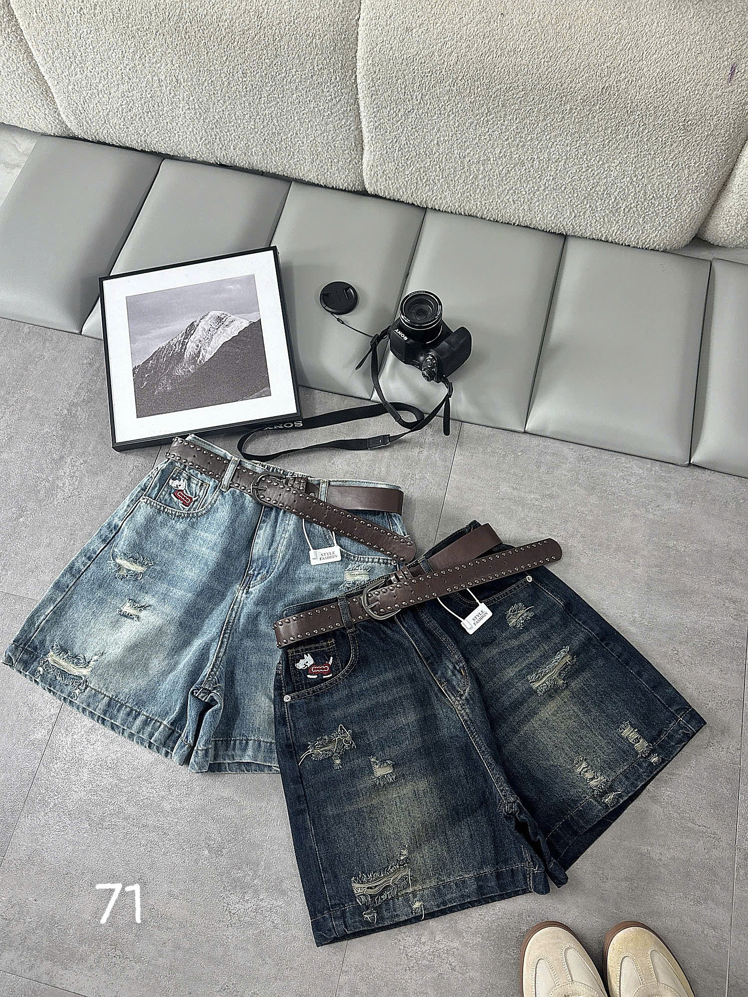 Quần short jean lửng lưng thun bigsize T-QSJ71 ảnh mặc thật tổng thể