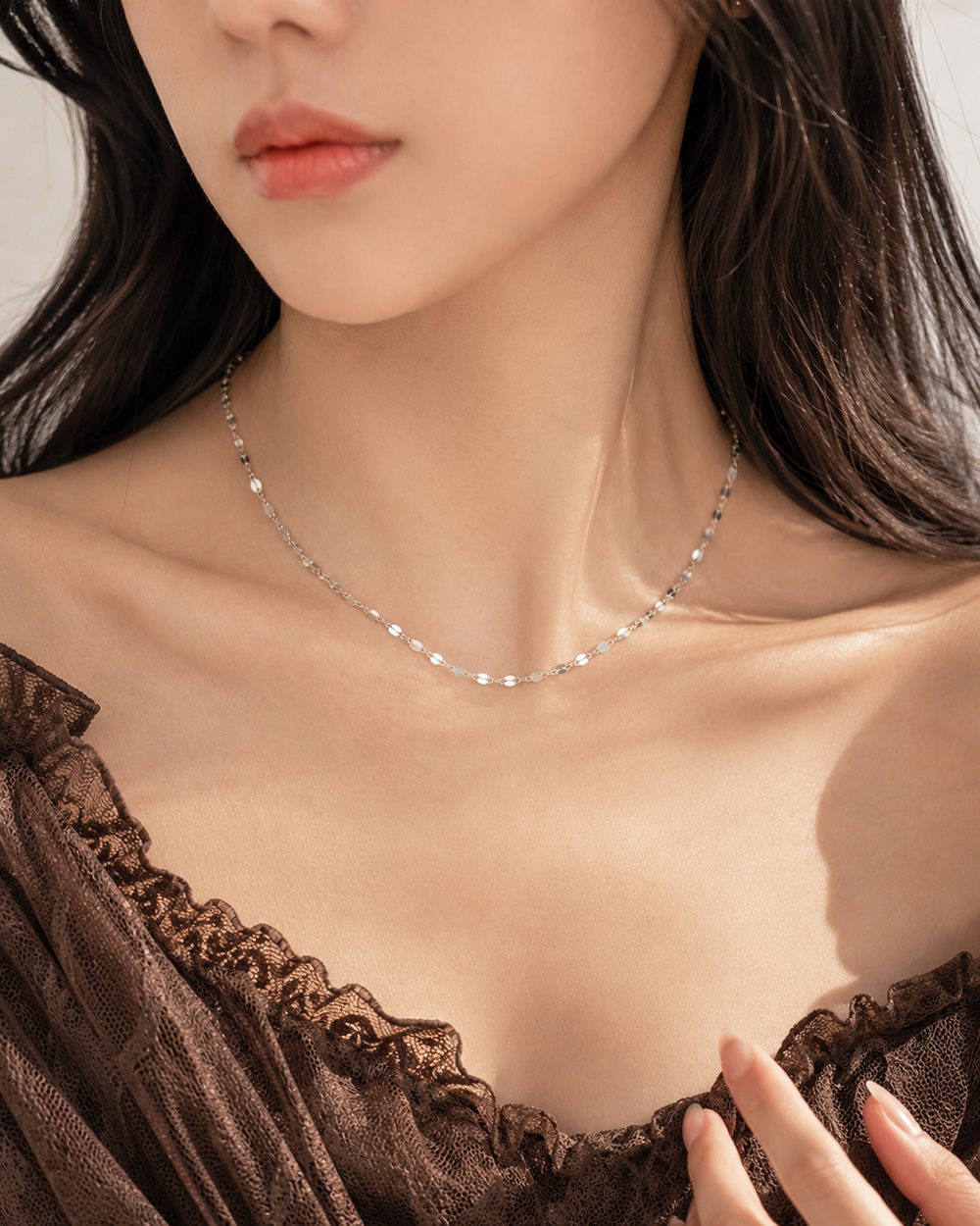 Dây Chuyền Sincera Basic Sequin Chain | Bạc s925 4