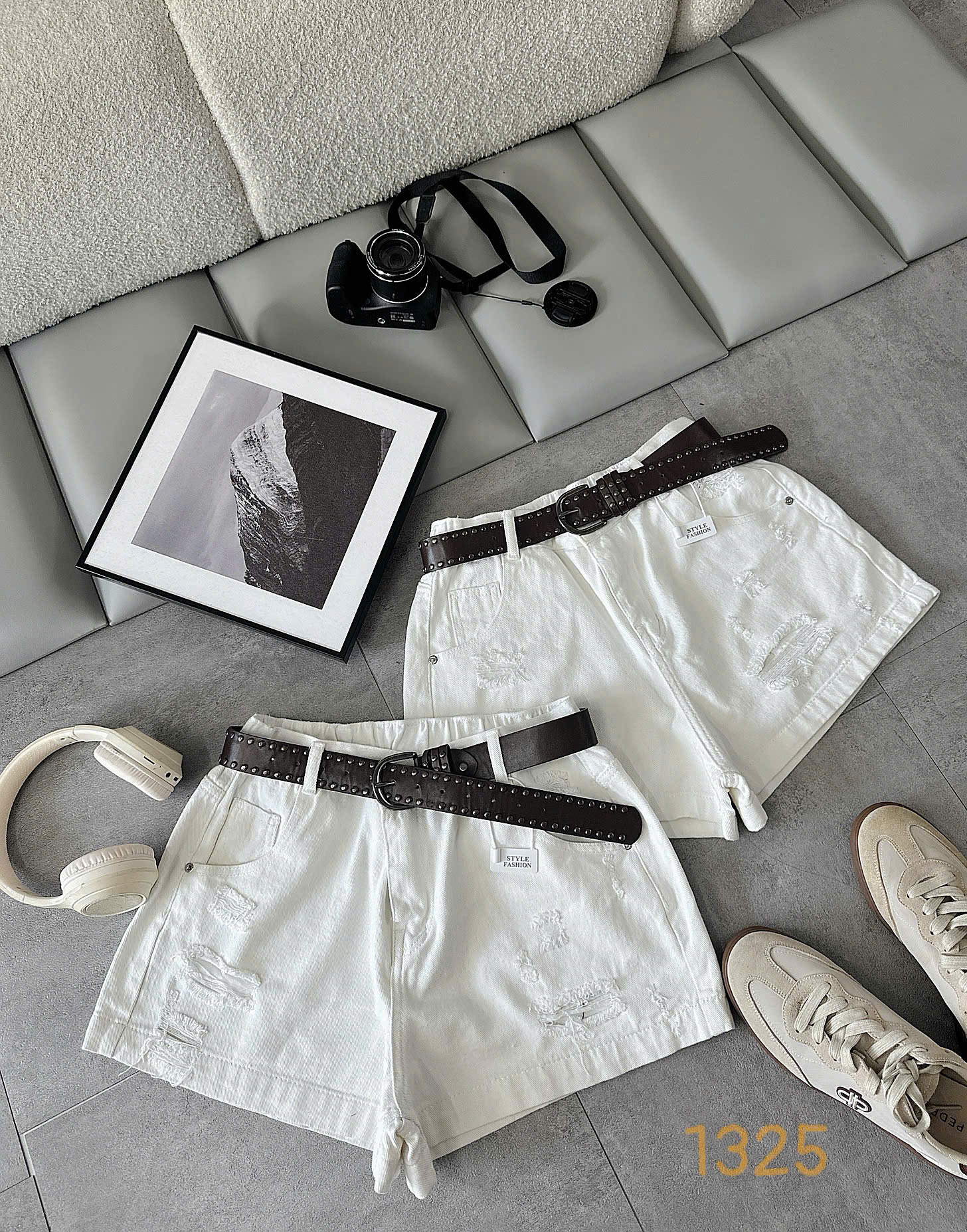 Ảnh bổ sung quần short jean lưng thun bigsize màu trắng T-QSJ1325