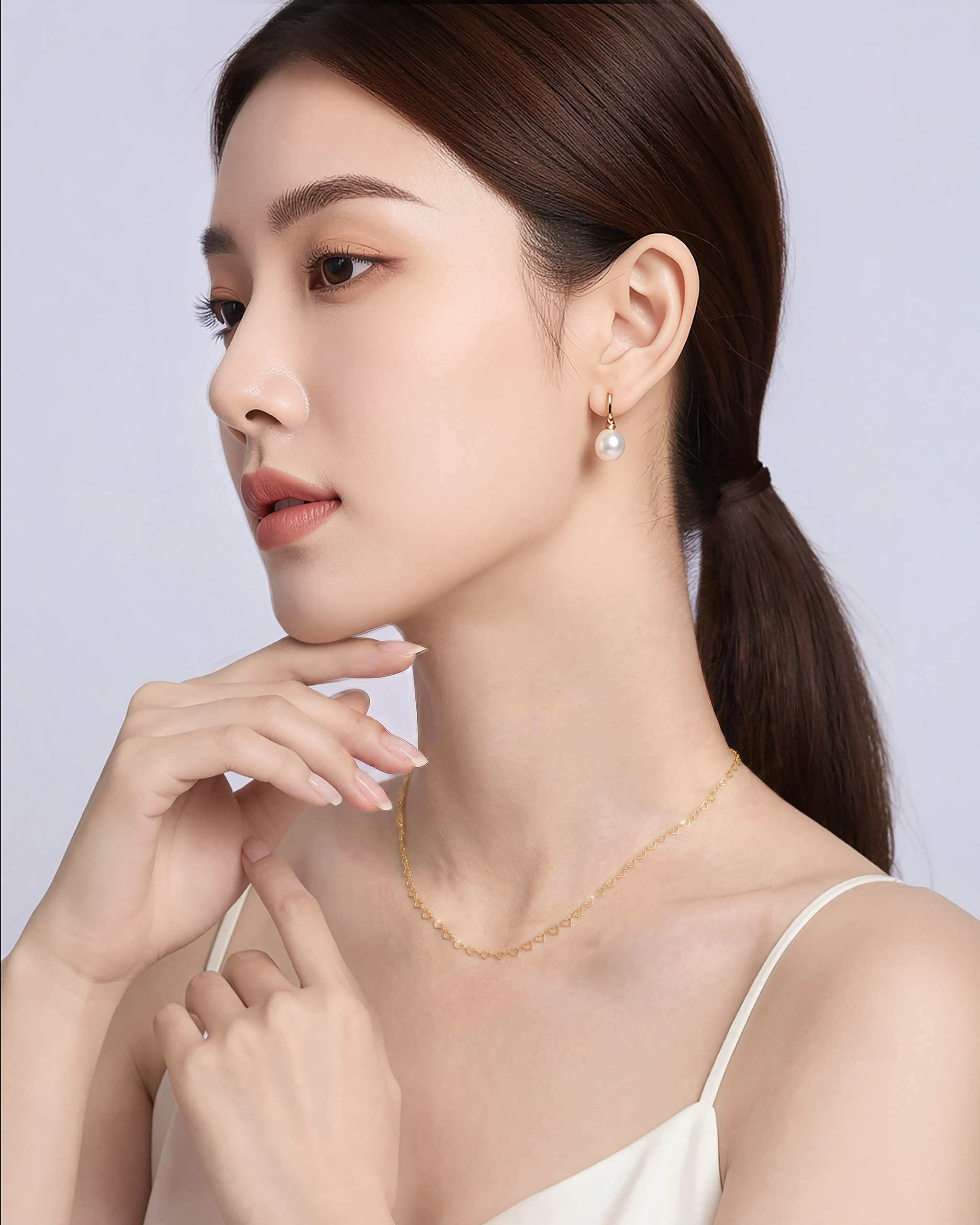 Dây Chuyền Sincera Basic Heart Link Chain | Bạc s925 Xi Vàng 18K 3