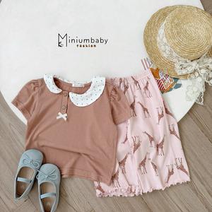 Bộ cộc quần dài bé gái có cổ