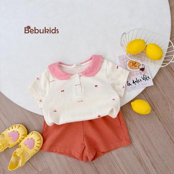 Bộ cộc quần đùi bé gái cổ sen