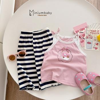 Bộ không tay quần dài bé gái không cổ