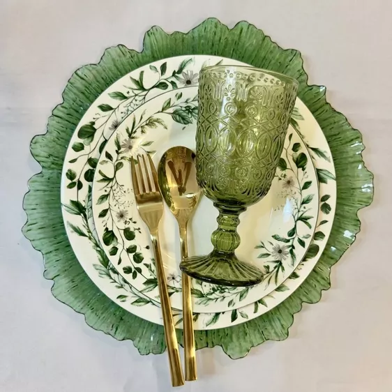 Product image - 6-seater Floral Green Dinnerware Set - Design J