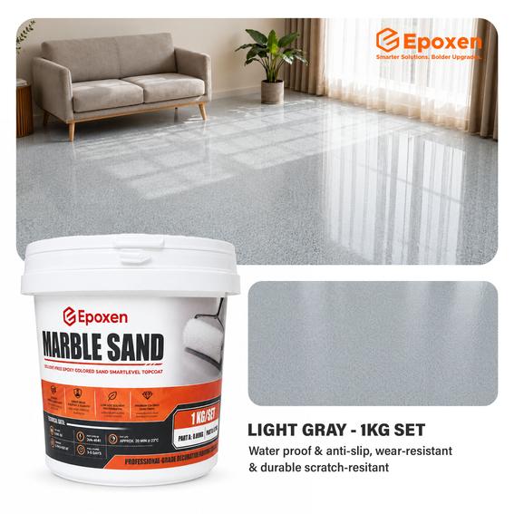 Product image - 1KG Epoxen Marble Light Gray Paint | SmartLevel Formula | High Gloss
