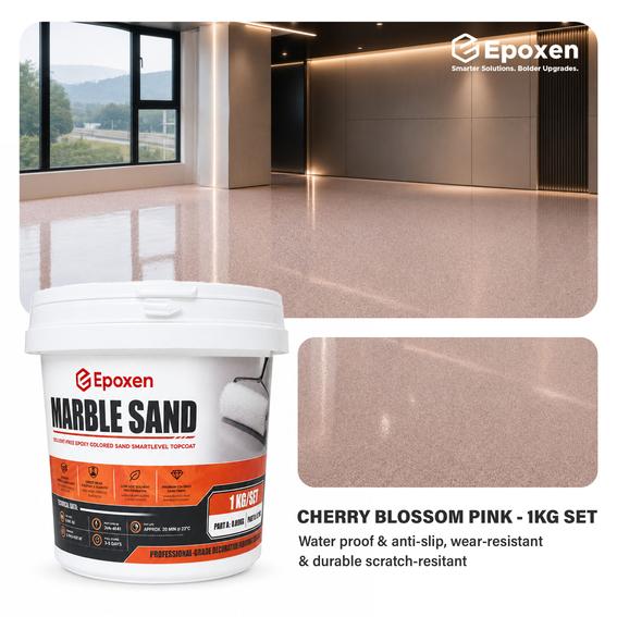 Product image - 1KG Epoxen Marble Cherry Blossom Pink Paint | SmartLevel Formula | High Gloss