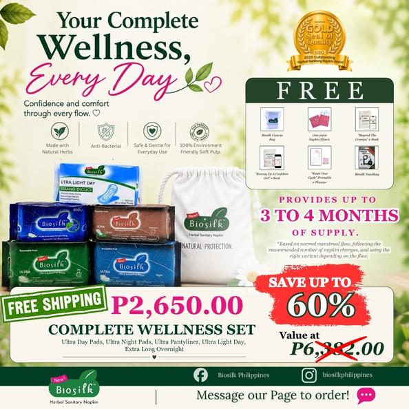 Product image - COMPLETE WELLNESS SET (3 to 4-month supply set based on regular usage of napkin with medium-heavy flow)