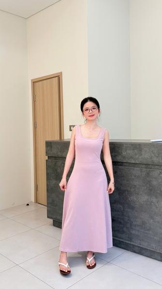 Product image - Váy hai dây nữ cúp ngực cổ vuông dáng maxi Freesize dưới 58kg